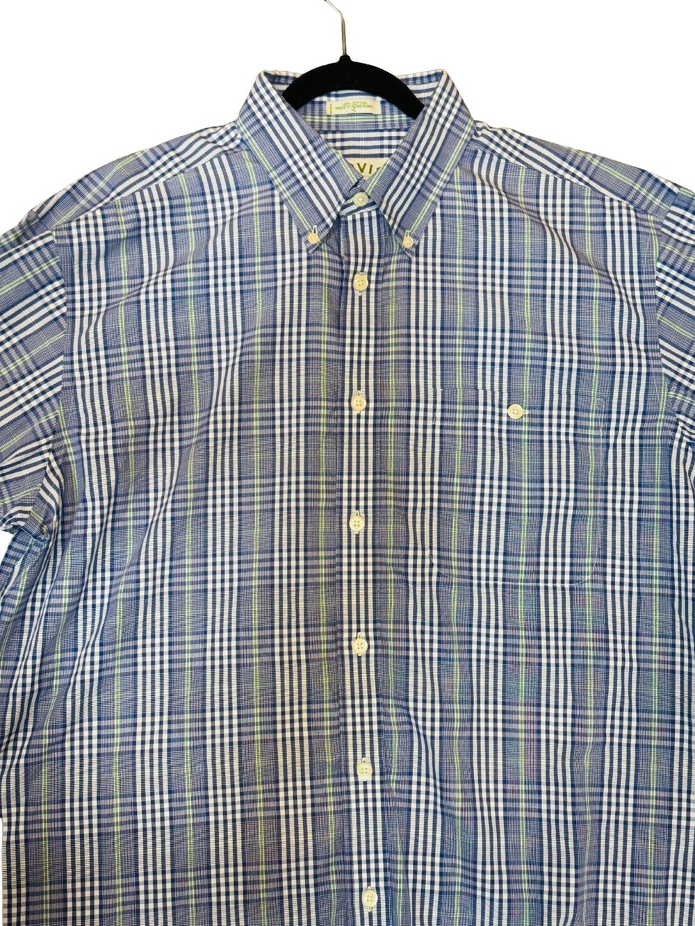Orvis Green and Blue Plaid Button-Down Shirt